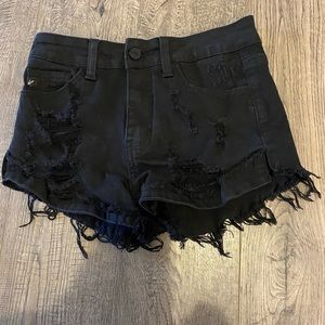 Women’s Ripped Black Jean Shorts Size 1 (W24)